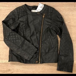 H&M Black Vegan Leather Girls Jacket